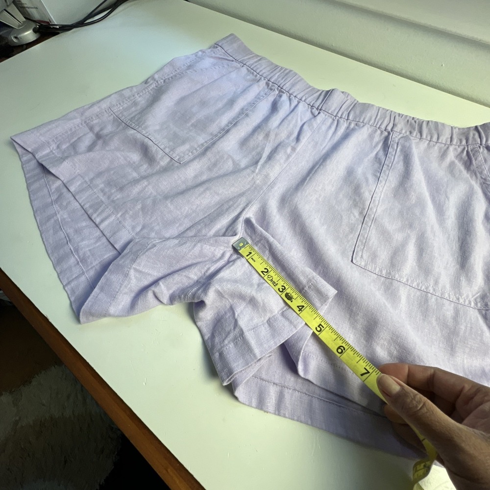 J. Crew Linen Blend Pull On Shorts Lavender  Pockets Size XL Quiet Luxury - Picture 7 of 7